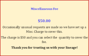 A sign that says miscellaneous fee $ 5 0. 0 0